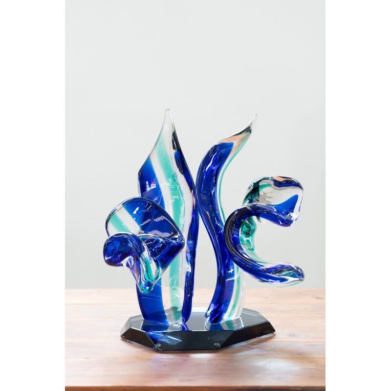 Vintage light blue Murano glass sculpture, Italy 1970