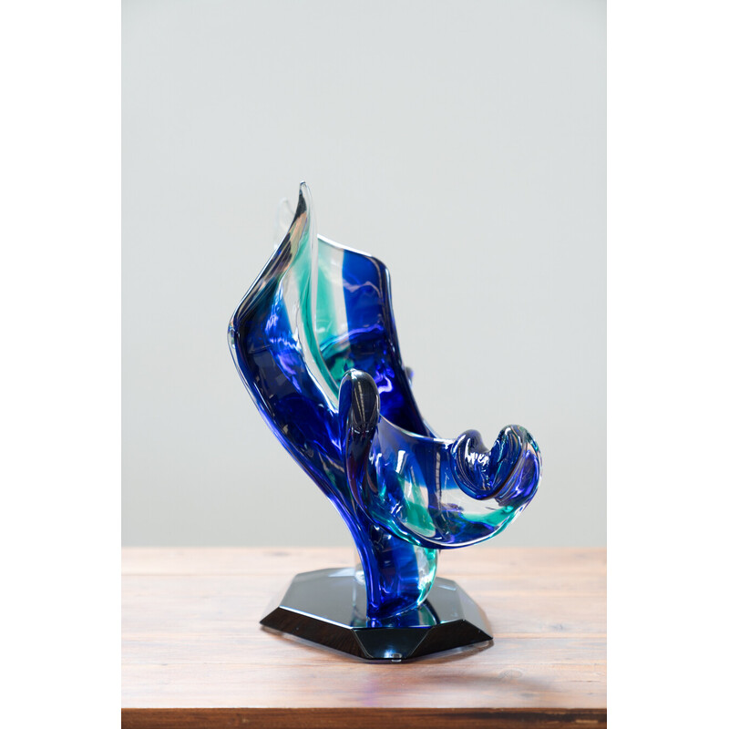 Vintage light blue Murano glass sculpture, Italy 1970