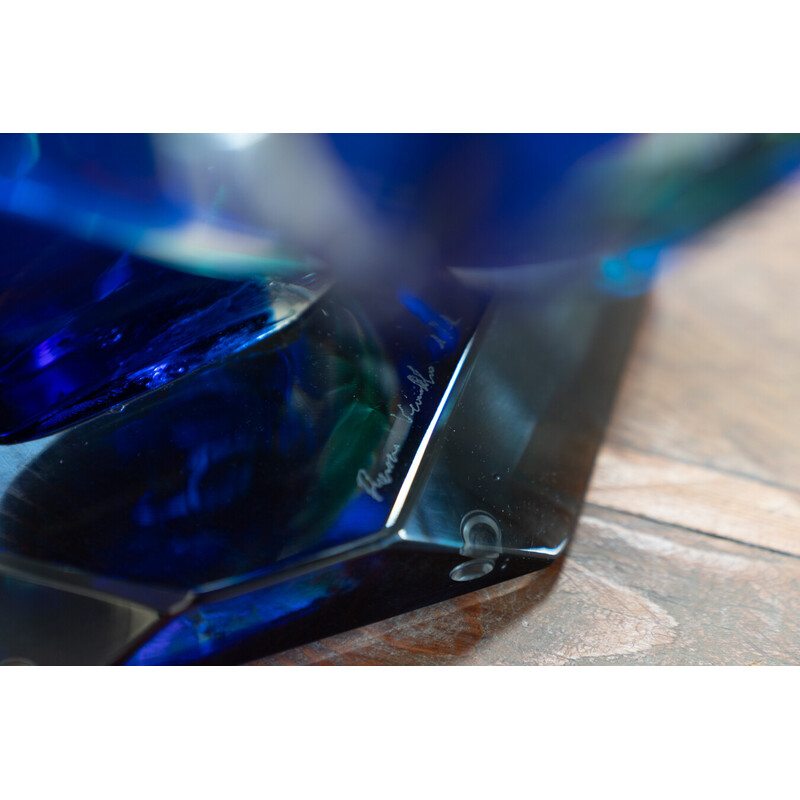 Escultura vintage de cristal de Murano azul claro, Italia 1970