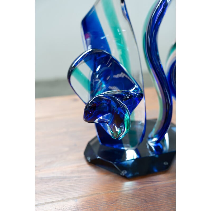 Vintage light blue Murano glass sculpture, Italy 1970