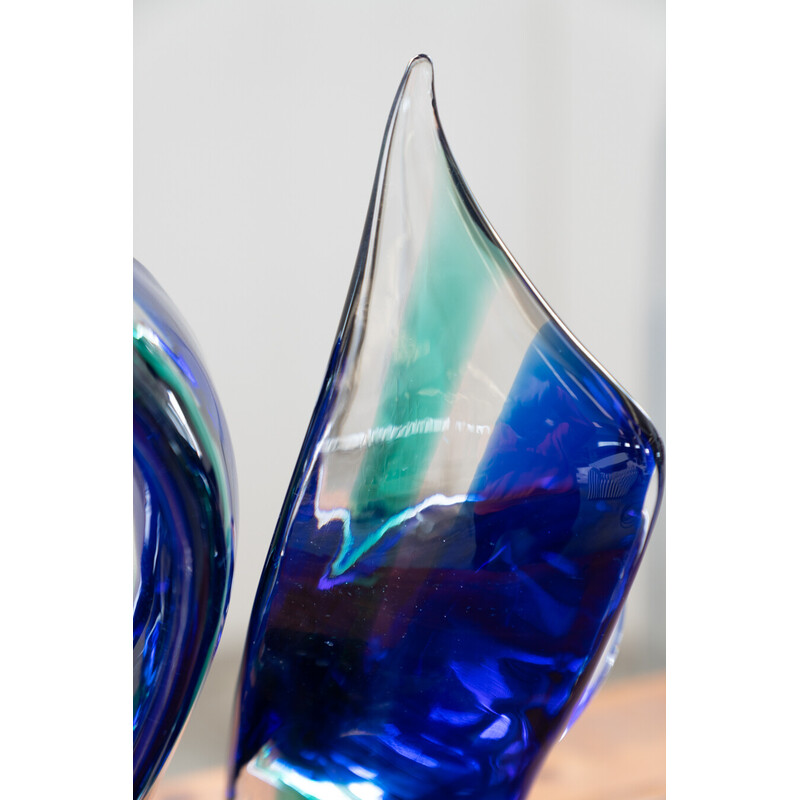 Vintage light blue Murano glass sculpture, Italy 1970