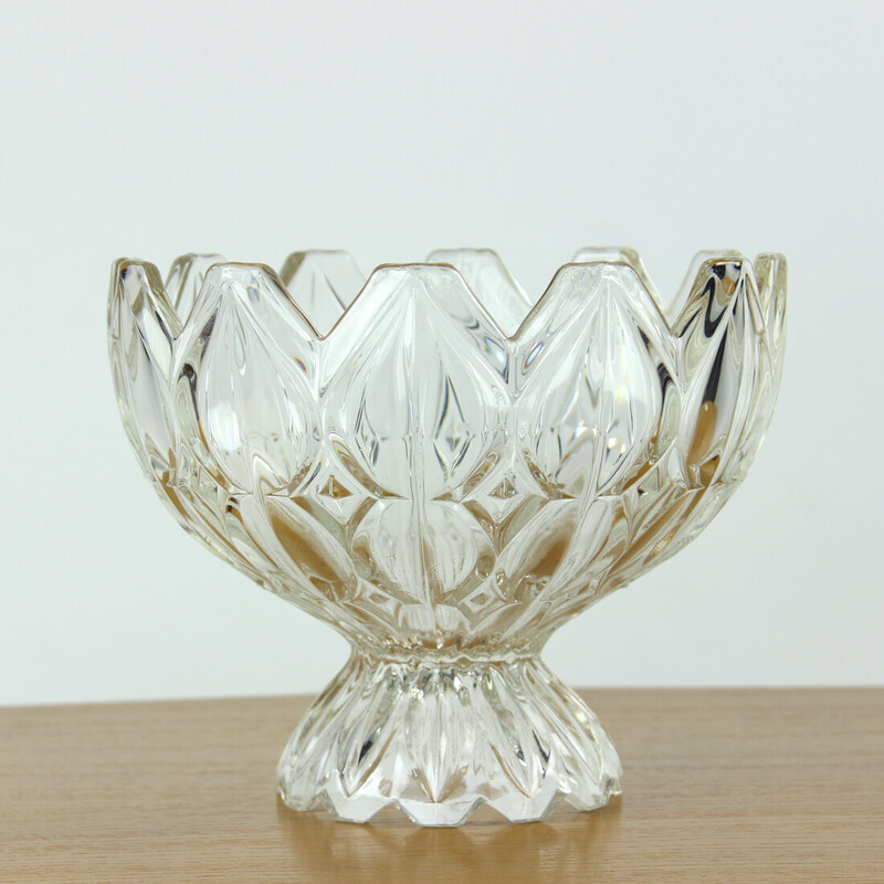 Vintage Tulips glass bowl from Hermanova Hut and designed by E. Downey, 1957