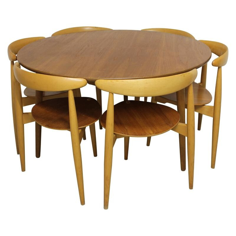 "Heart" set of dining room by Hans Wegner for Fritz Hansen - 1960s