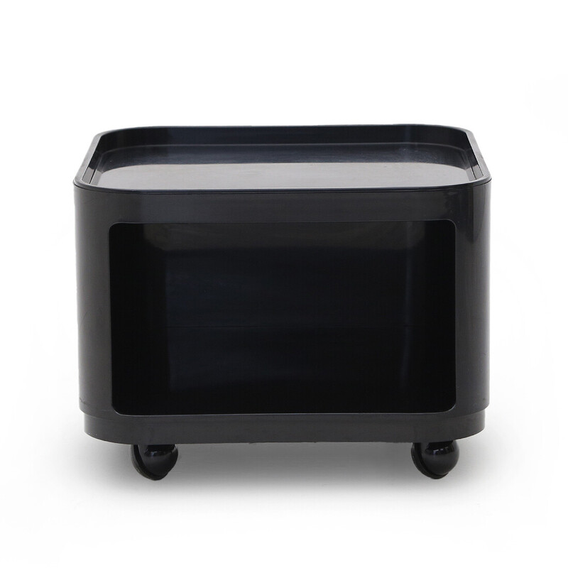 Vintage "Componibili" square bedside table in black Abs by Anna Castelli for Kartell, 1960