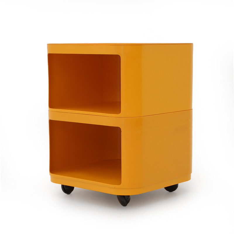 Vintage "Componibili" square bedside table in orange Abs by Anna Castelli for Kartell, 1960