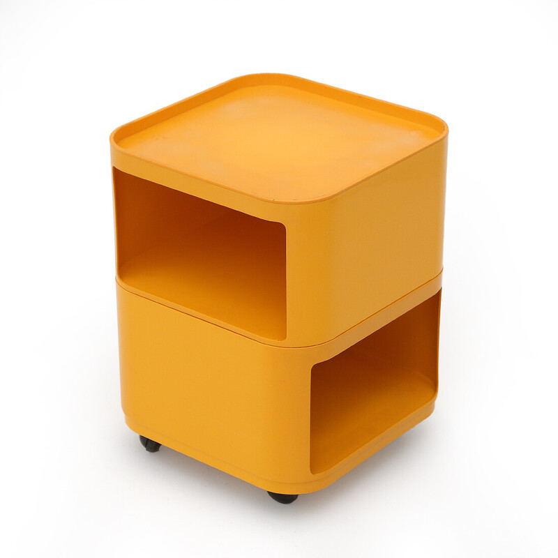 Mesa de cabeceira quadrada "Componibili" vintage em laranja Abs por Anna Castelli para Kartell, 1960