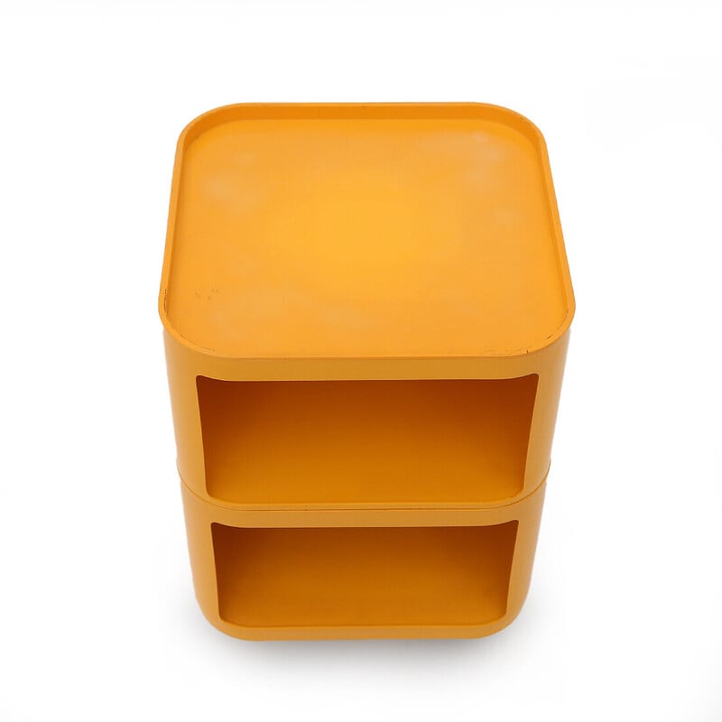 Vintage "Componibili" square bedside table in orange Abs by Anna Castelli for Kartell, 1960