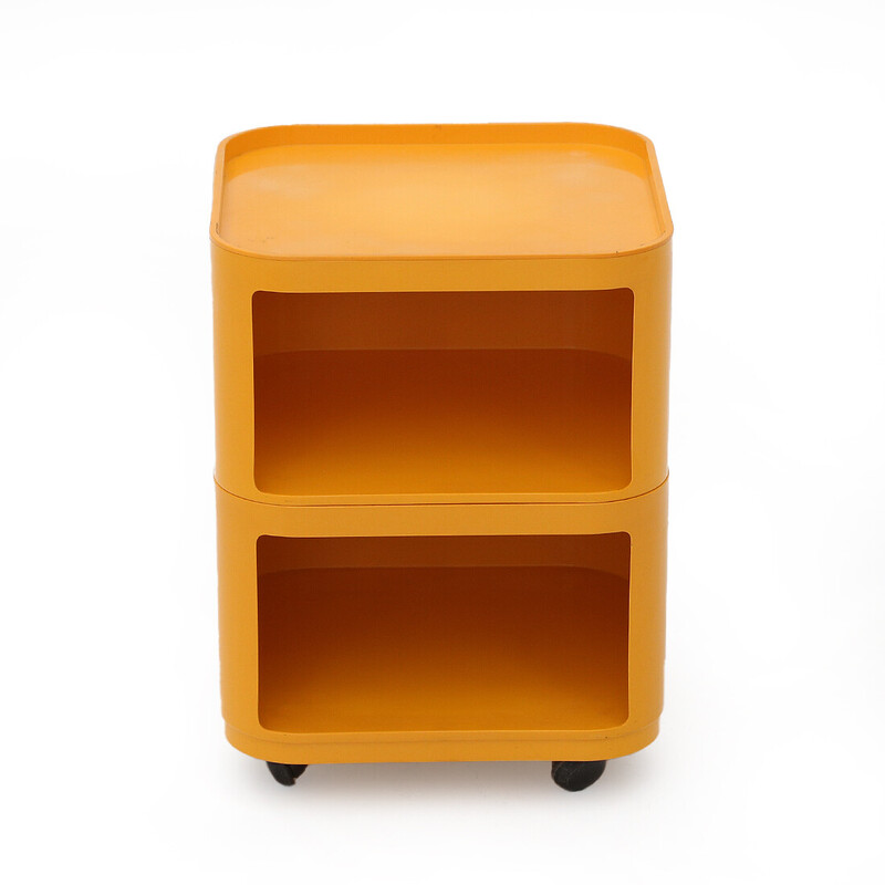 Vintage "Componibili" square bedside table in orange Abs by Anna Castelli for Kartell, 1960