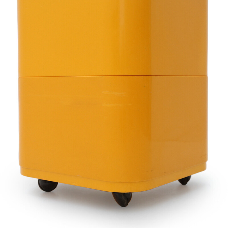 Mesa de cabeceira quadrada "Componibili" vintage em laranja Abs por Anna Castelli para Kartell, 1960