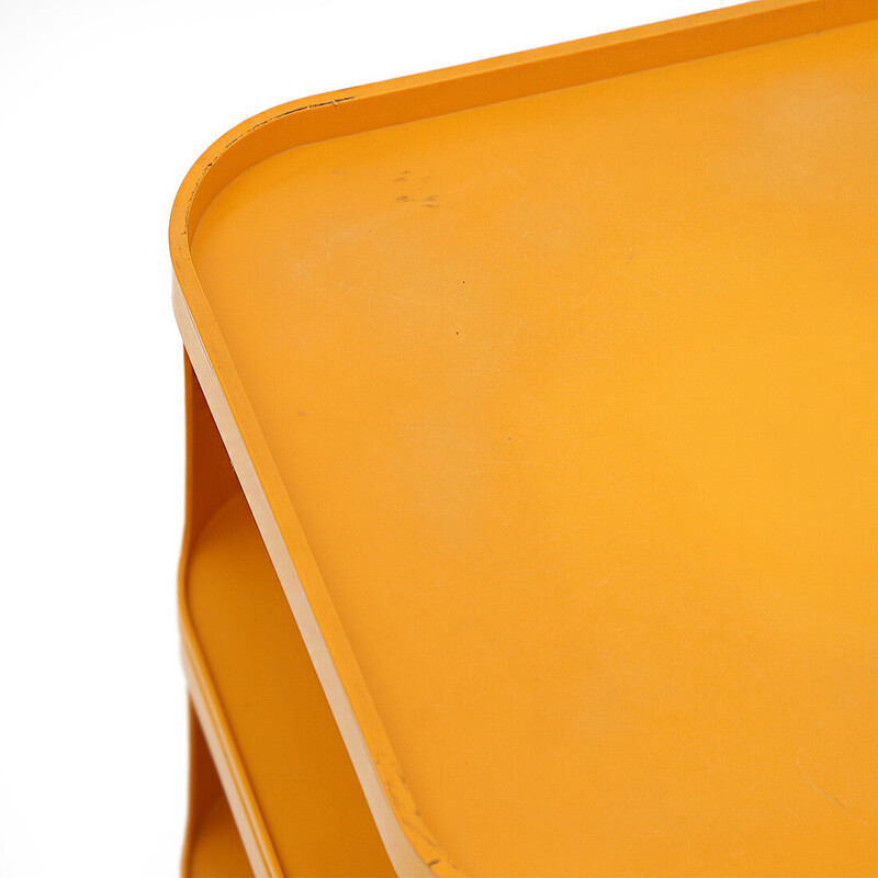 Table de chevet vintage "Componibili" carrée en Abs orange par Anna Castelli pour Kartell, 1960