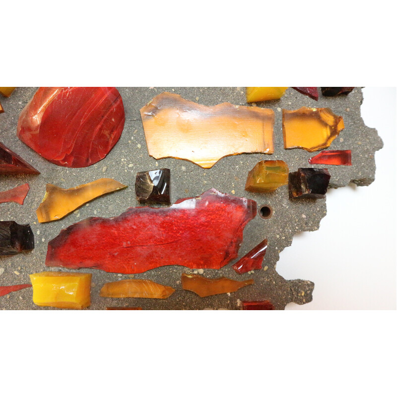 Par de candeeiros vintage em pedra pesada e cacos de vidro colorido, 1960