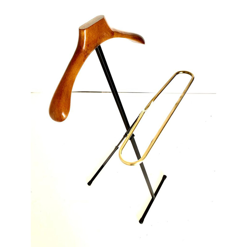 Vintage folding valet in beech wood and iron for Fratelli Reguitti, Italy 1950