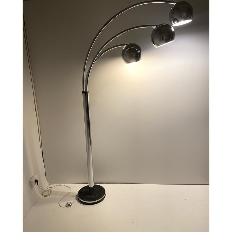 Vintage chrome steel floor lamp for Reggiani, Italy 1960