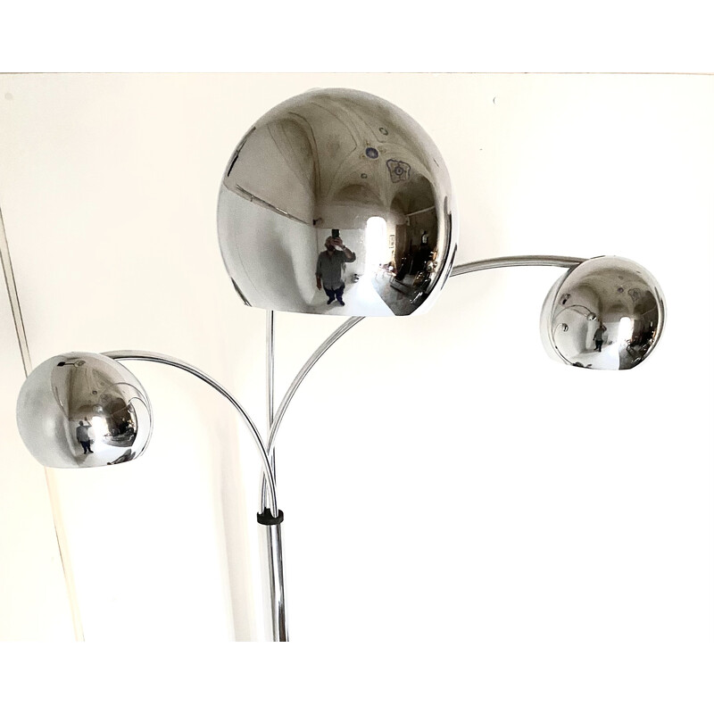 Lámpara de pie vintage de acero cromado para Reggiani, Italia 1960