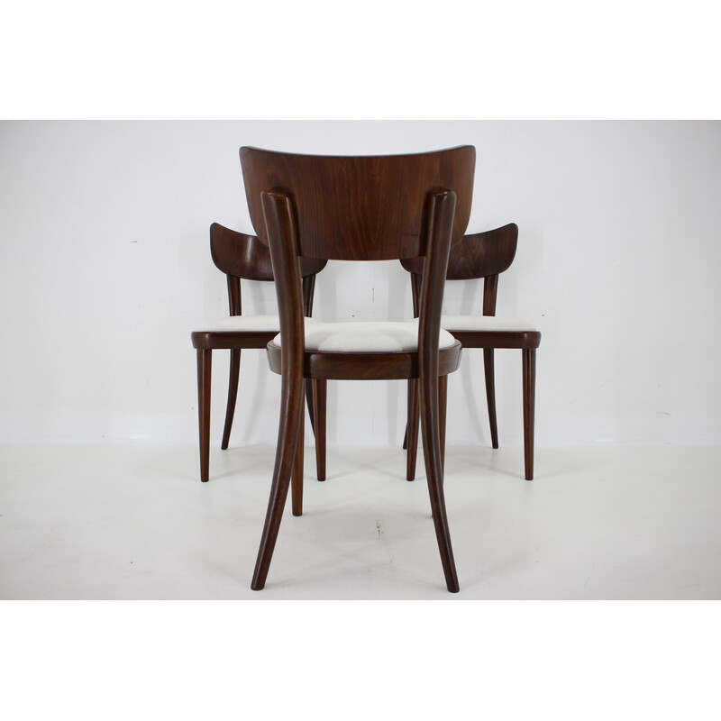 Set of 3 vintage beech dining chairs, Czechoslovakia 1950