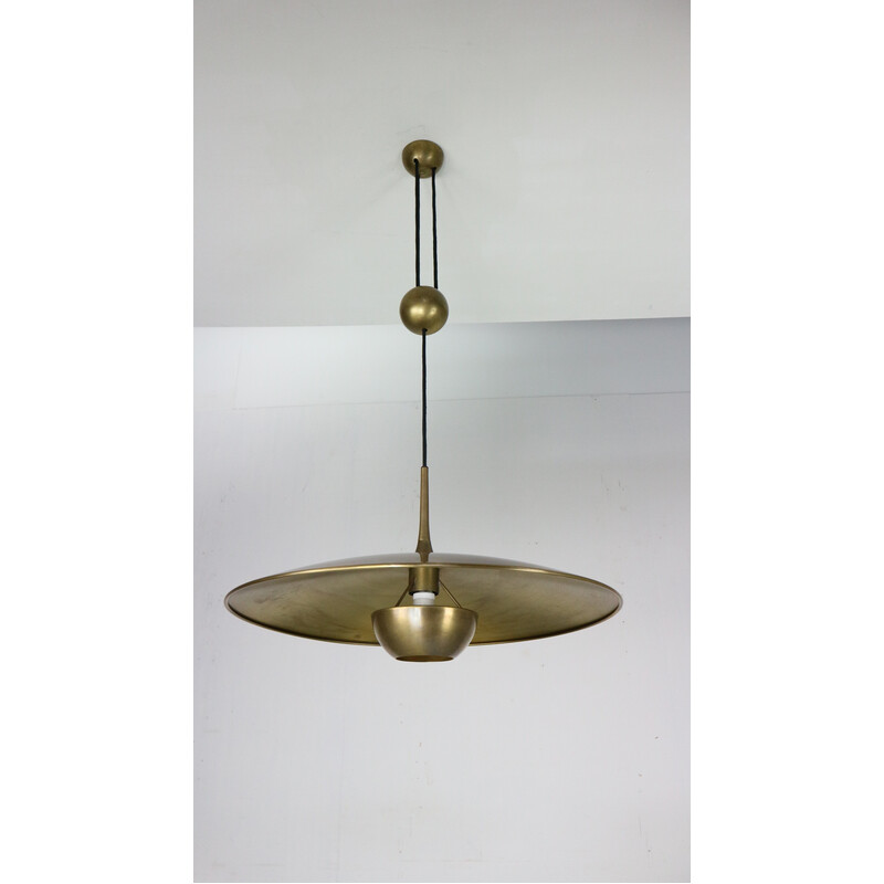 Vintage "Onos 55" pendant lamp in patinated brass by Florian Schulz, Germany 1960