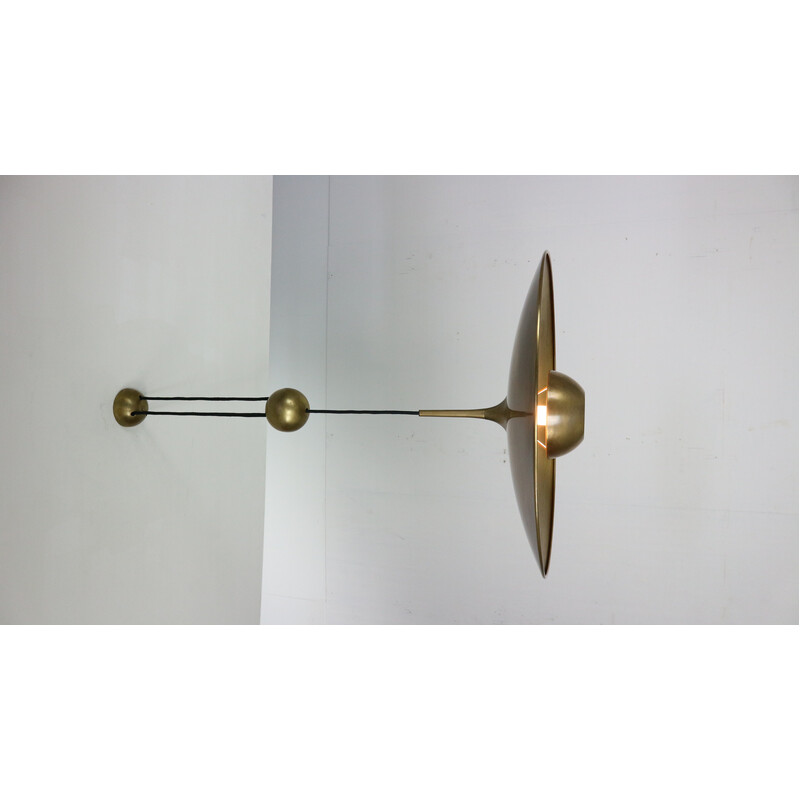 Vintage "Onos 55" pendant lamp in patinated brass by Florian Schulz, Germany 1960