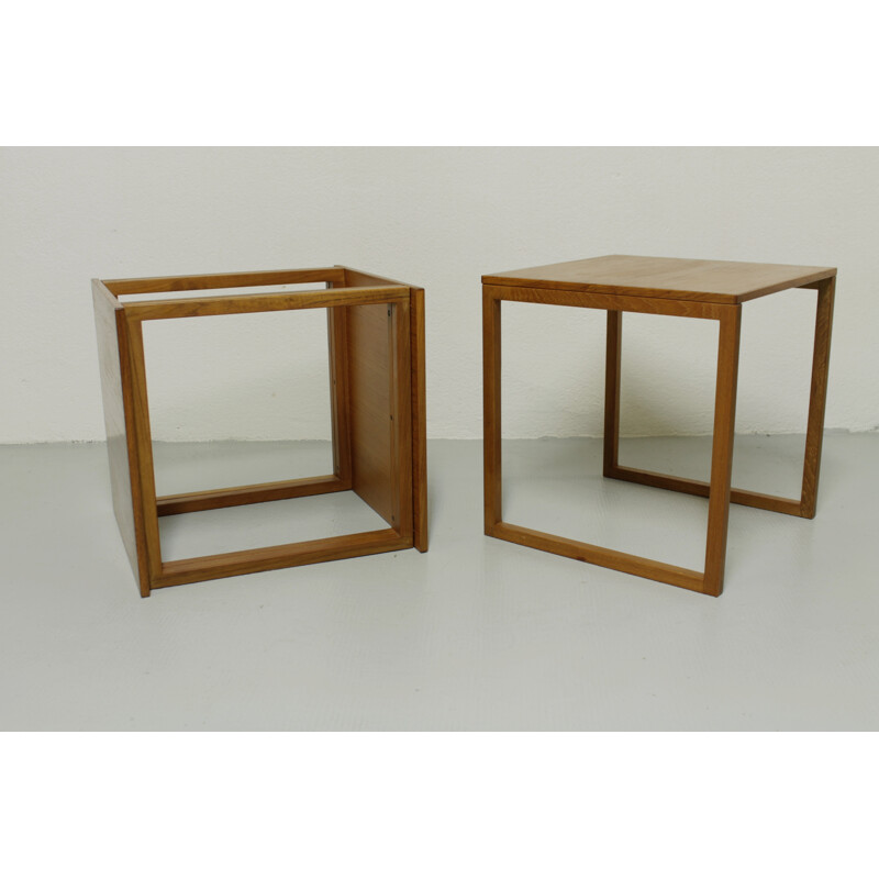 Set of 3 nesting tables forming a cube in teak by Kai Kristiansen - 1960s