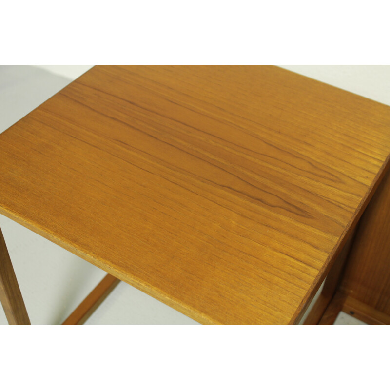 Set of 3 nesting tables forming a cube in teak by Kai Kristiansen - 1960s