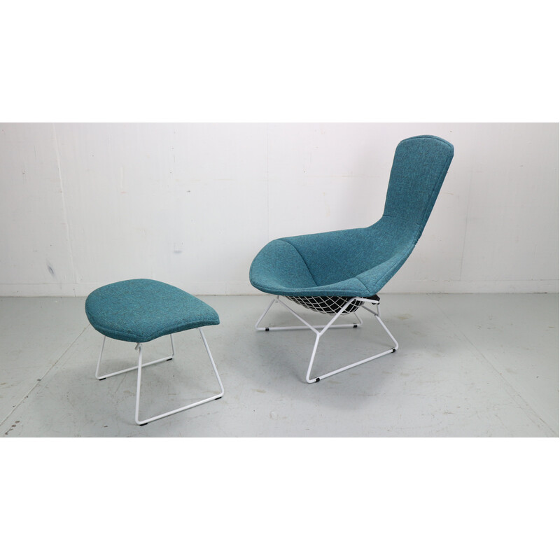 Vintage steel armchair with ottoman by Harry Bertoia for Knoll International, 1952