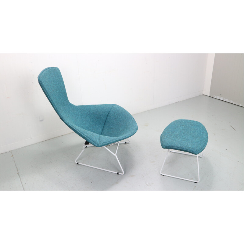 Vintage steel armchair with ottoman by Harry Bertoia for Knoll International, 1952