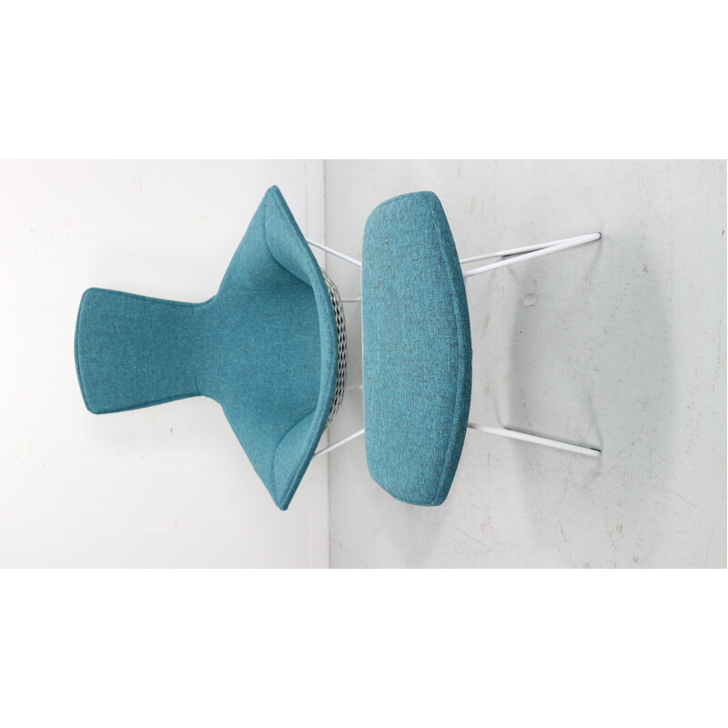 Vintage steel armchair with ottoman by Harry Bertoia for Knoll International, 1952