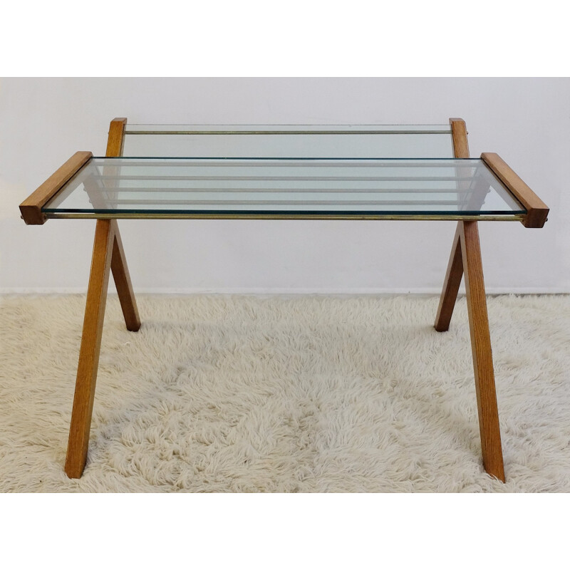 Elm wooden desk by Marco Zanuso - 1960s