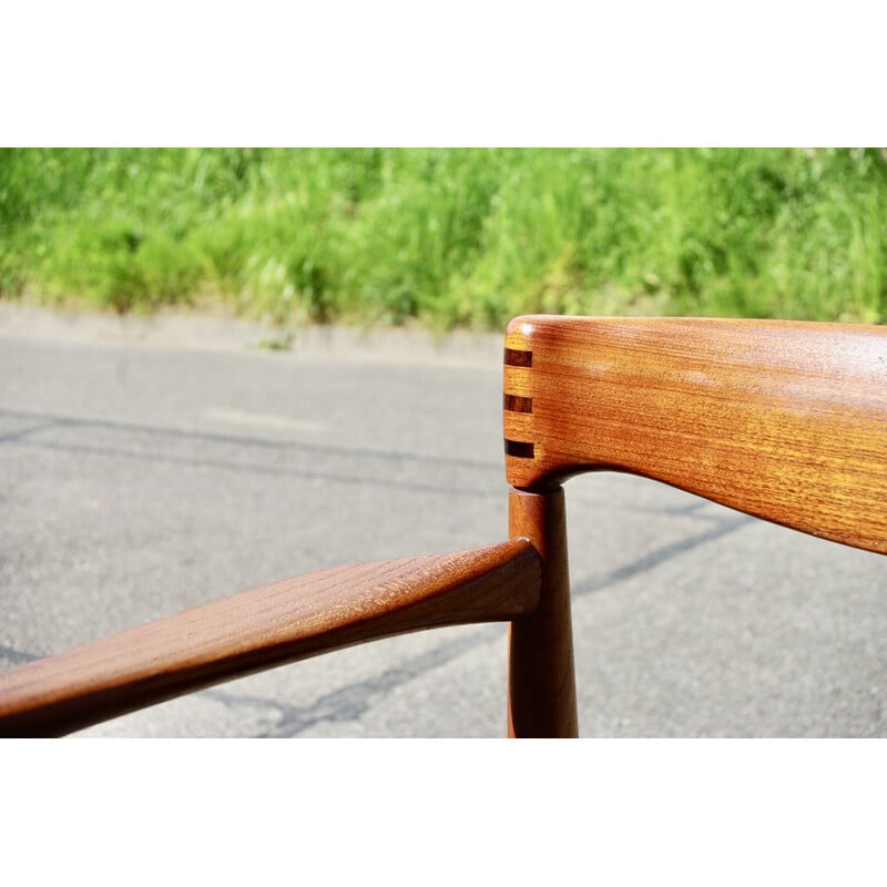 Vintage teak and black leather armchair by Henry Walter Klein for Bramin, Denmark 1960