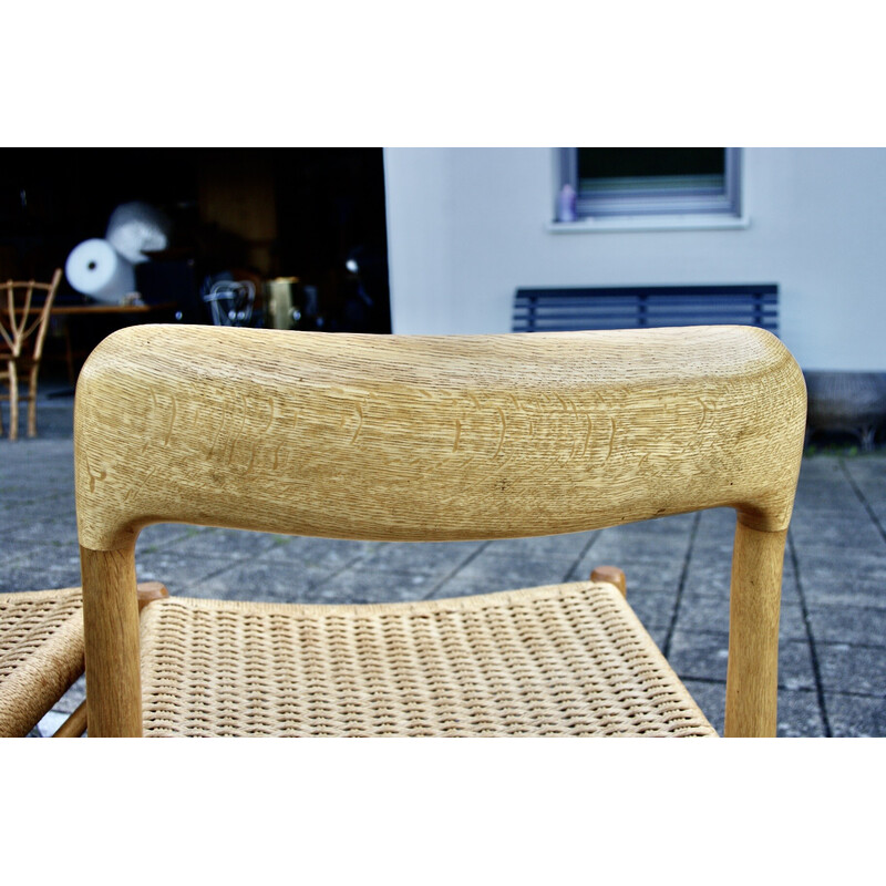 Ensemble de 4 chaises vintage en chêne cordon de papier par Nils O Moller, 1960