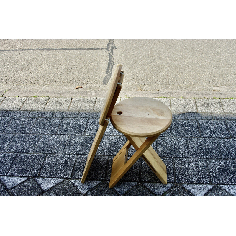 Pair of vintage beech folding stools by Roger Talon, 1960