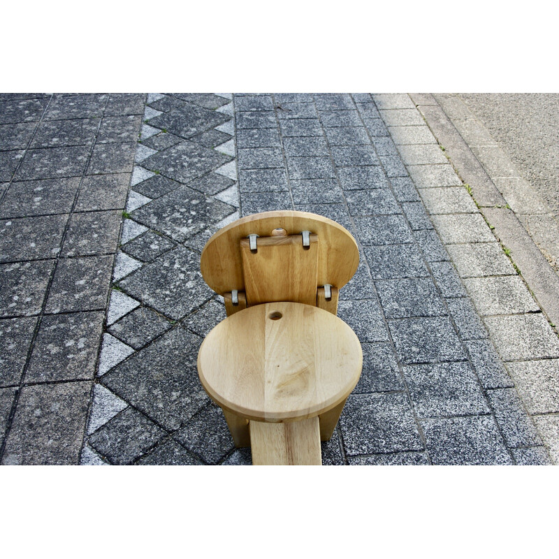 Pair of vintage beech folding stools by Roger Talon, 1960