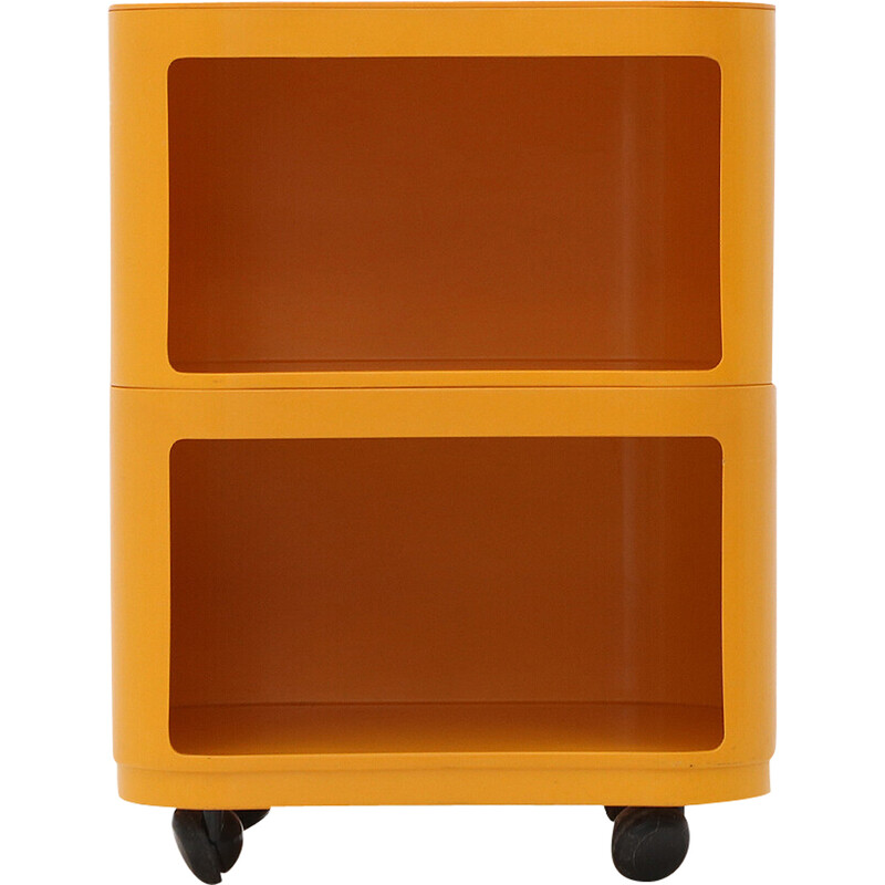 Table de chevet vintage "Componibili" carrée en Abs orange par Anna Castelli pour Kartell, 1960