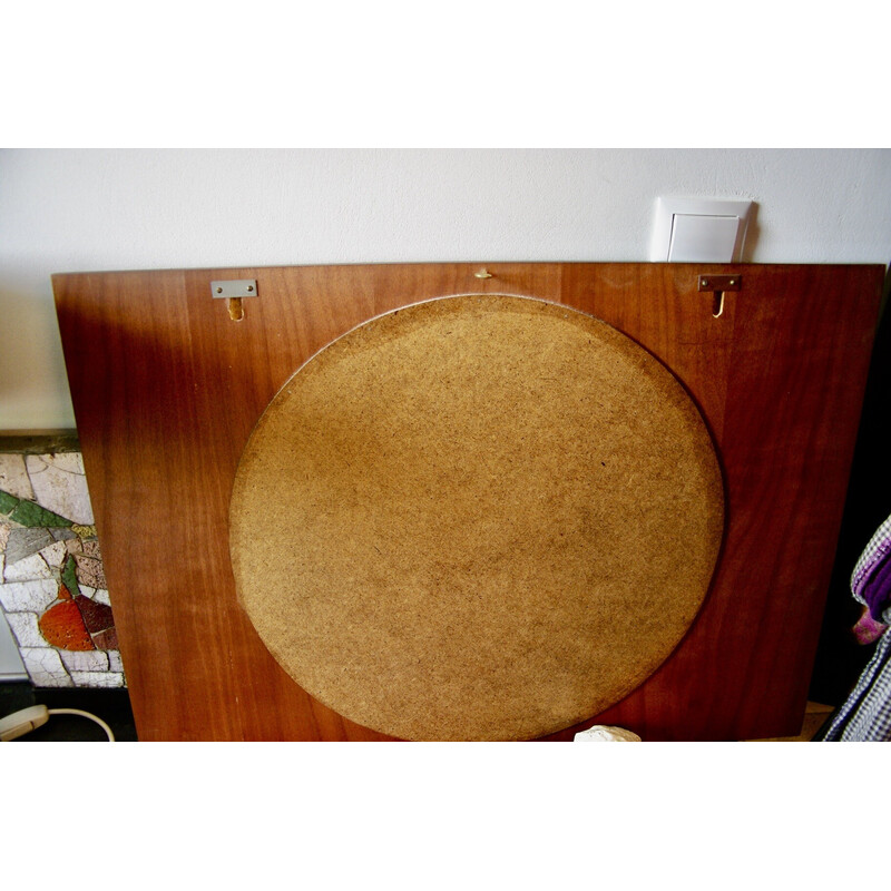 Vintage rosewood and ceramic mirror by Berthold Muller