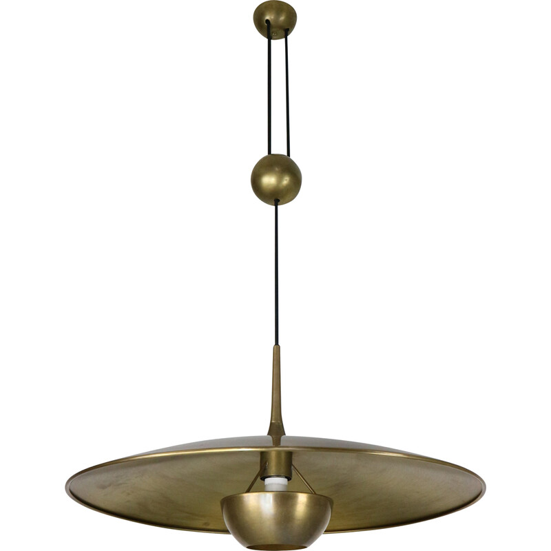 Vintage "Onos 55" pendant lamp in patinated brass by Florian Schulz, Germany 1960