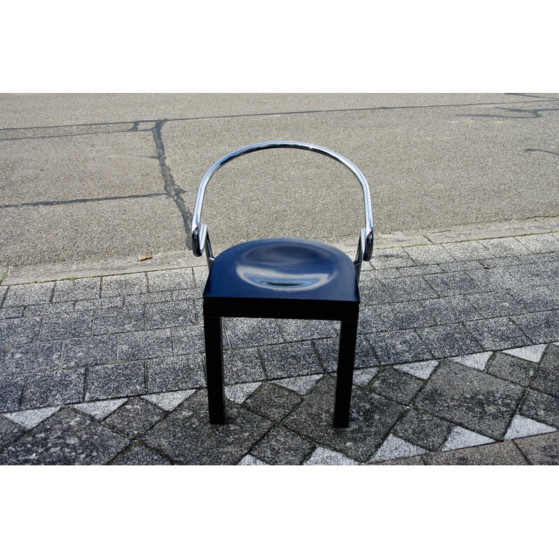 Par de cadeiras Space Age vintage em aço cromado e faia lacada, 1980