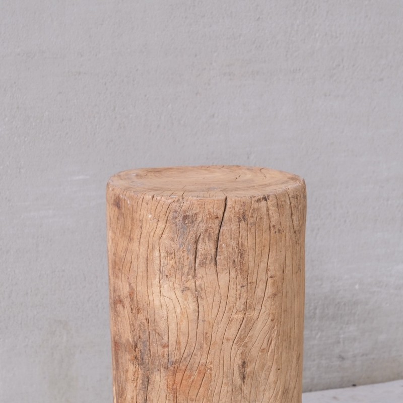 Vintage Wabi-Sabi primitive pedestal in solid wood, France 1930