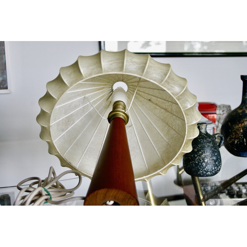Lampe vintage cocoon en acajou par Achille Castiglioni, Italie 1960