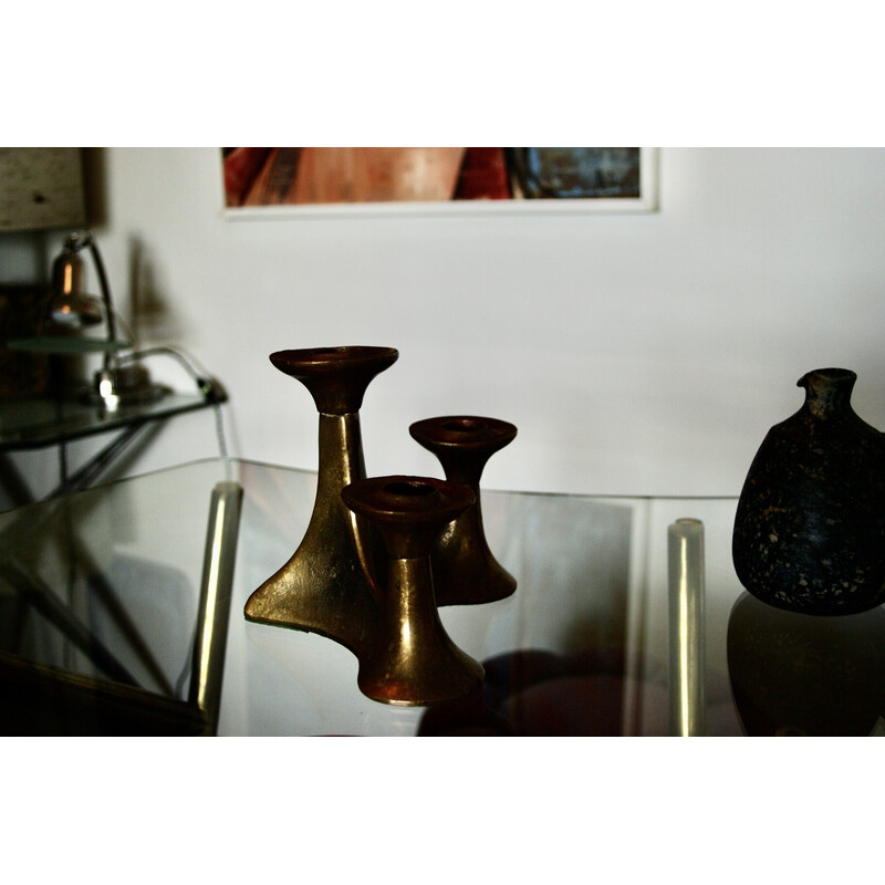 Vintage bronze candlestick by Michael Harjes, Denmark 1960