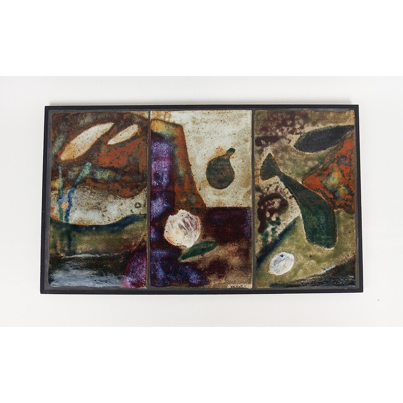 Vintage ceramic panel by Vladimir Volkoff, France 1989