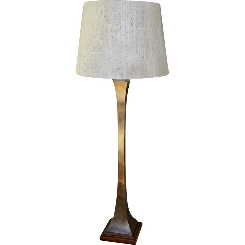 Vintage bronze and mahogany floor lamp by Stewart Ross for Hansen Lighting, New York 1960