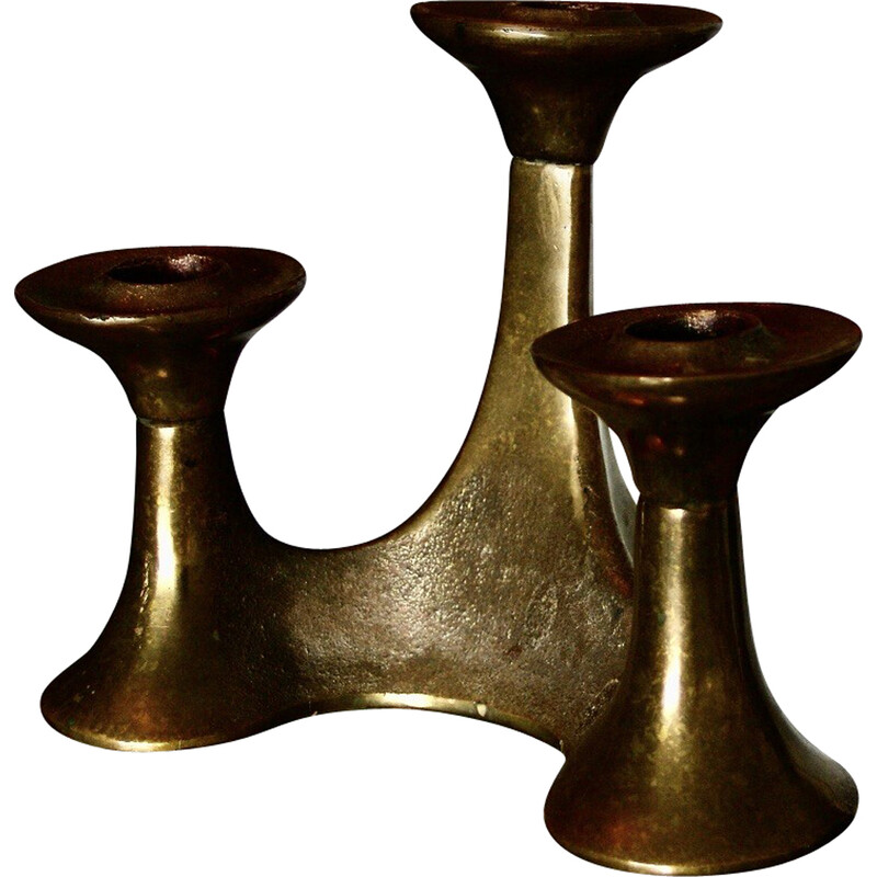 Vintage bronze candlestick by Michael Harjes, Denmark 1960