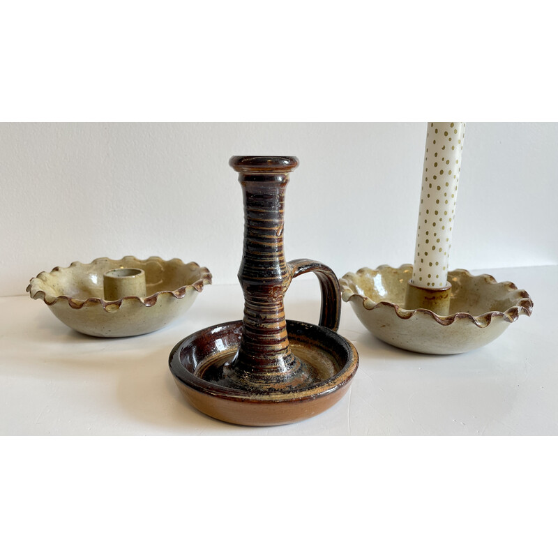Set of vintage ceramic candleholders
