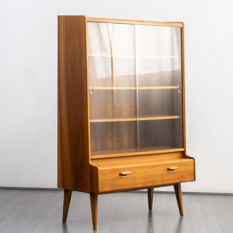 Vintage glass and solid wood showcase by Dewe, 1950