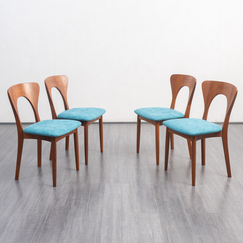 Set of 4 vintage solid wood Peter dining chairs by Niels Koefoed, Denmark