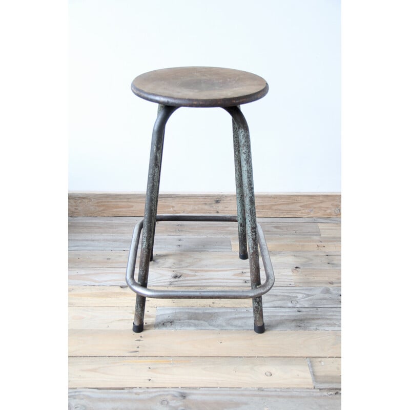 Mid-century industrial steel stool - 1960s
