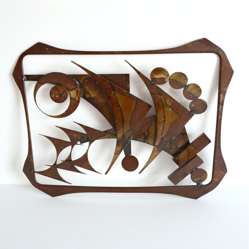 Vintage metal wall sculpture by Henrik Horst, Denmark 1960-1970