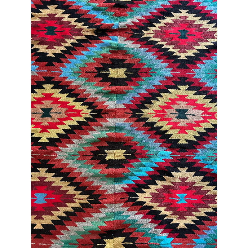 Tapete kilim vintage tecido à mão, 1970