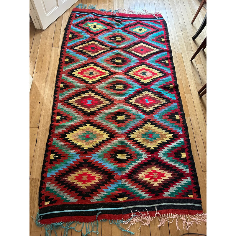 Tapis vintage kilim tissé a main, 1970