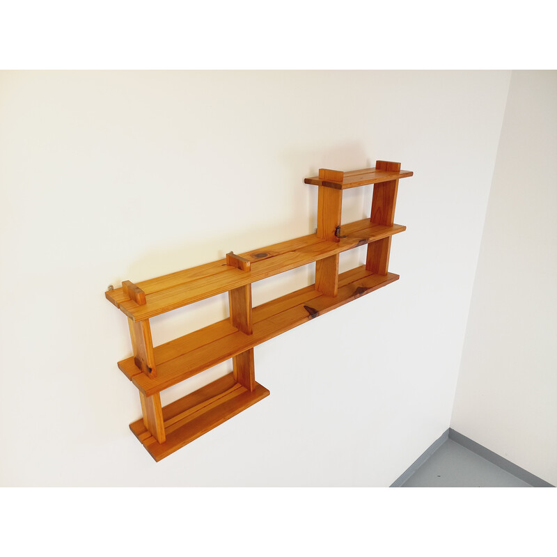 Vintage pine wall shelf, 1980