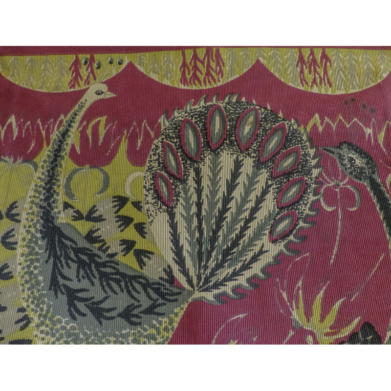 Tapis vintage motif paons de Marc Baumann, 1960